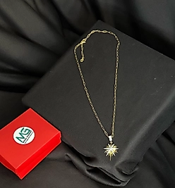 büyük zirkon taşlı kuzey yıldızı çelik kolye