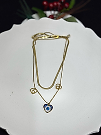 kolye nazar boncuklu çift zincir trend model