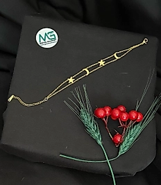 gold ay yıldız detaylı çelik bileklik