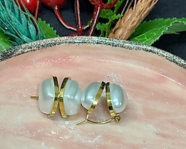 otantik inci çelik çift yüz küpe